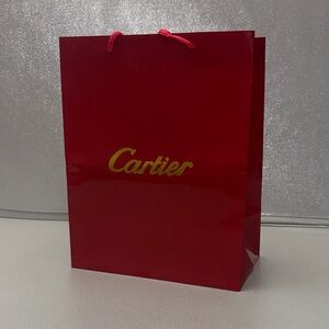 Cartier Red Gift Tote with Gold Logo and Red Rope Handles